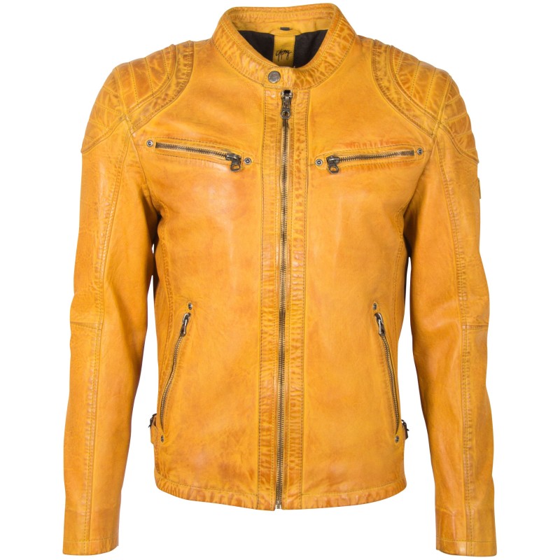 Geaca de Piele Naturala Barbati Gipsy Galbena GBArny STUV – IMBRACAMINTE