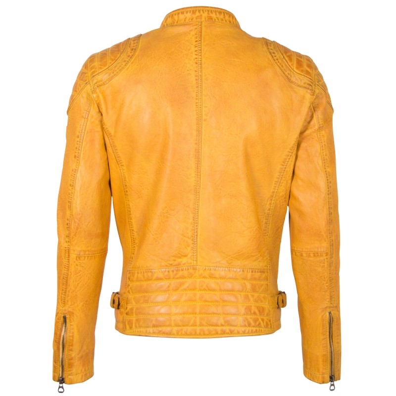 Geaca de Piele Naturala Barbati Gipsy Galbena GBArny STUV – IMBRACAMINTE