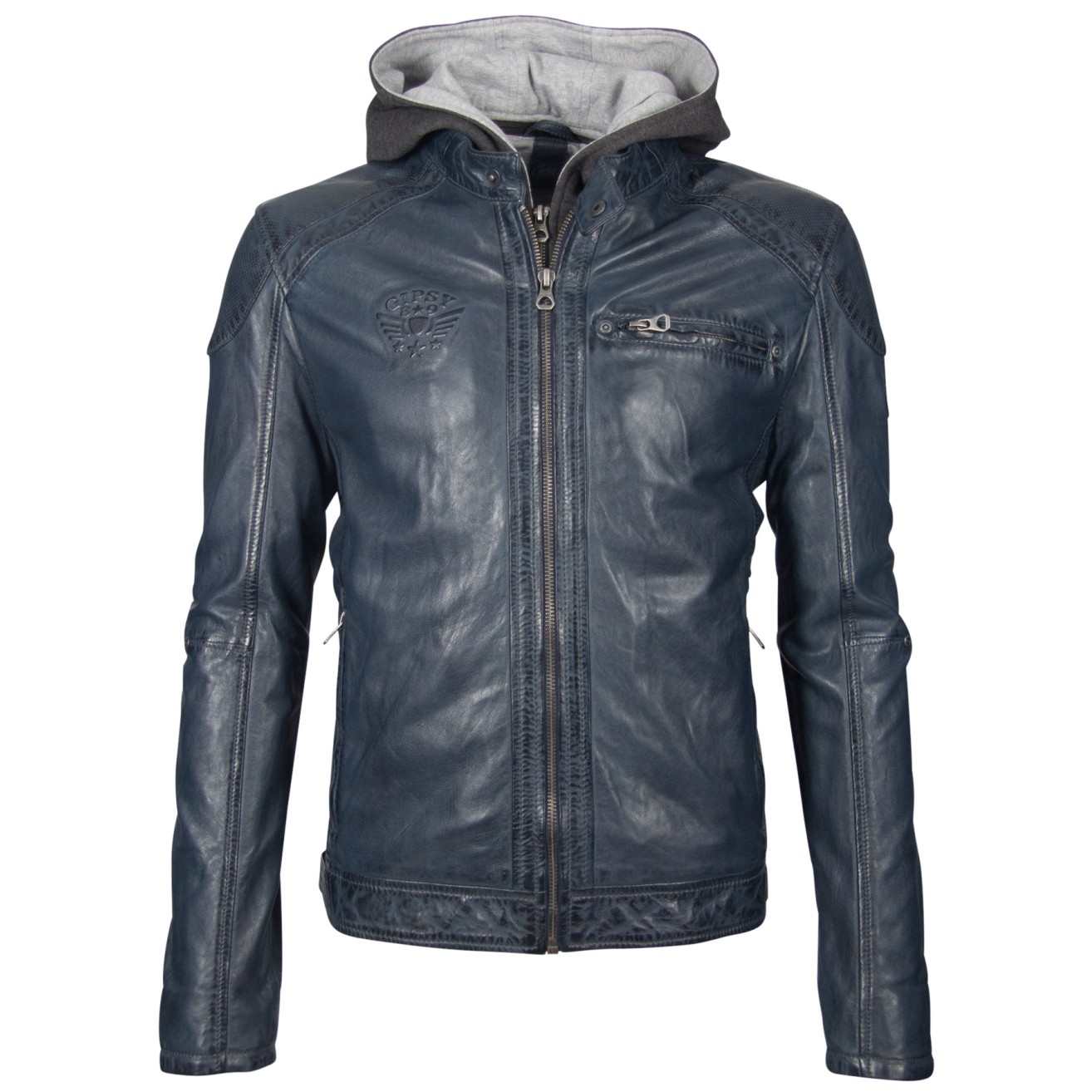 Geaca de Piele Naturala Barbati Gipsy Bleumarin GBArris NSLV – IMBRACAMINTE