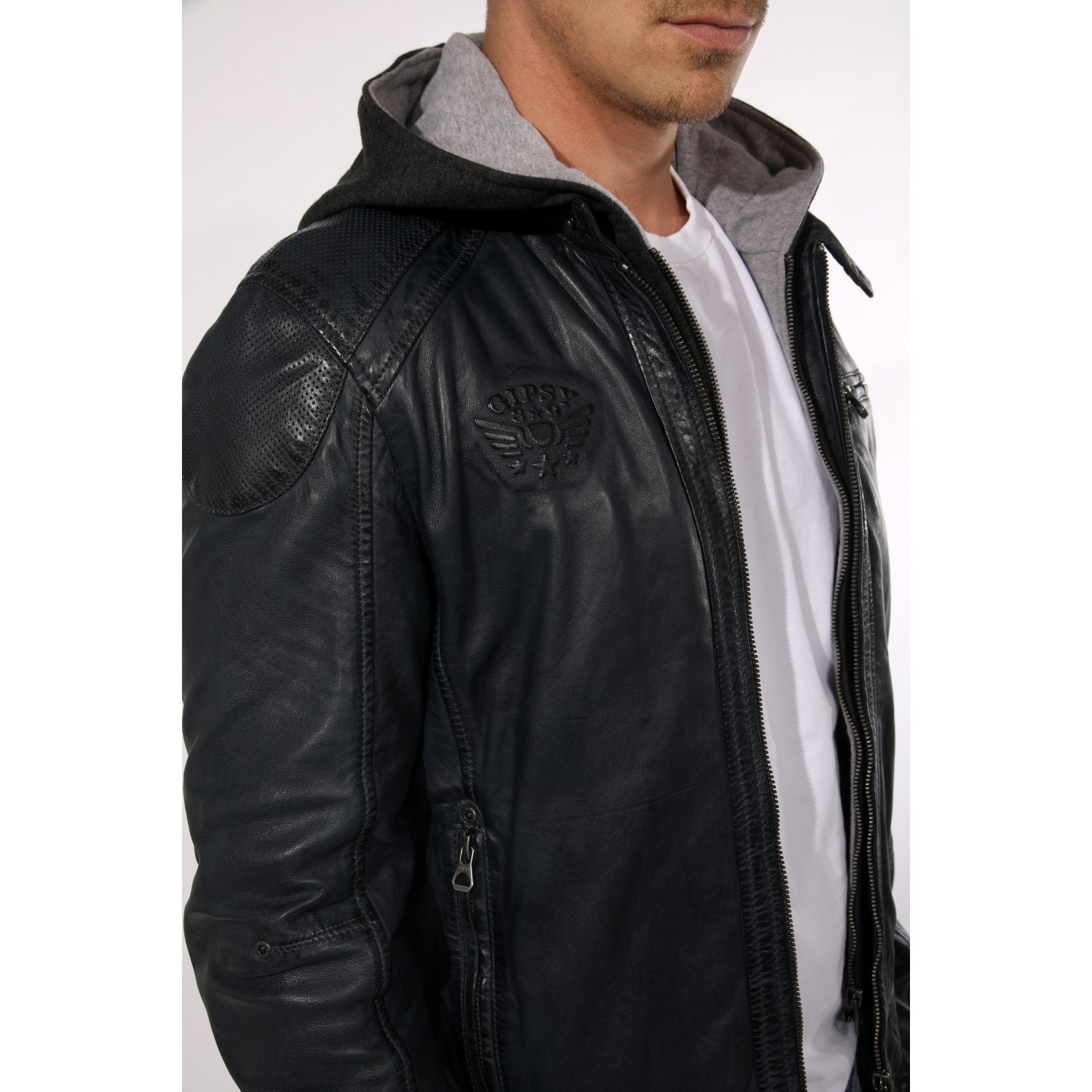 Geaca de Piele Naturala Barbati Gipsy Bleumarin GBArris NSLV – IMBRACAMINTE