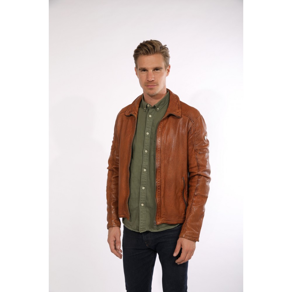 Geaca de Piele Naturala Barbati Gipsy Coniac GBBaxley LATARV Geaca de Piele Naturala Barbati Gipsy Coniac GBBaxley LATARV - readytowear.ro