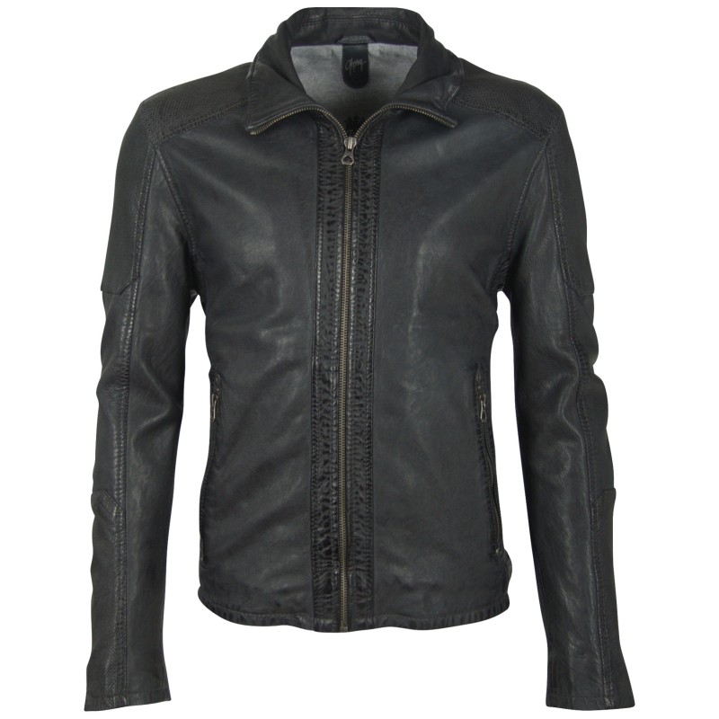 Geaca de Piele Naturala Barbati Gipsy Bleumarin Inchis GBBaxley LATARV – IMBRACAMINTE