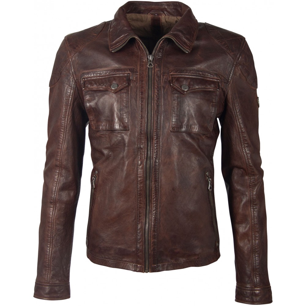 Geaca de Piele Naturala Barbati Gipsy Castanie GBBjarne STUV Geaca de Piele Naturala Barbati Gipsy Castanie GBBjarne STUV - readytowear.ro
