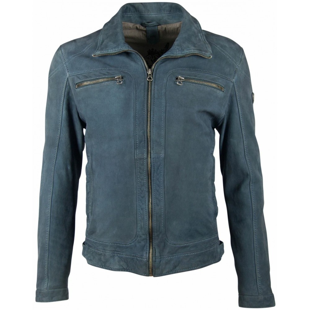 Geaca de Piele Barbati Gipsy Albastra GBBlunt CF LNUV Geaca de Piele Barbati Gipsy Albastra GBBlunt CF LNUV - readytowear