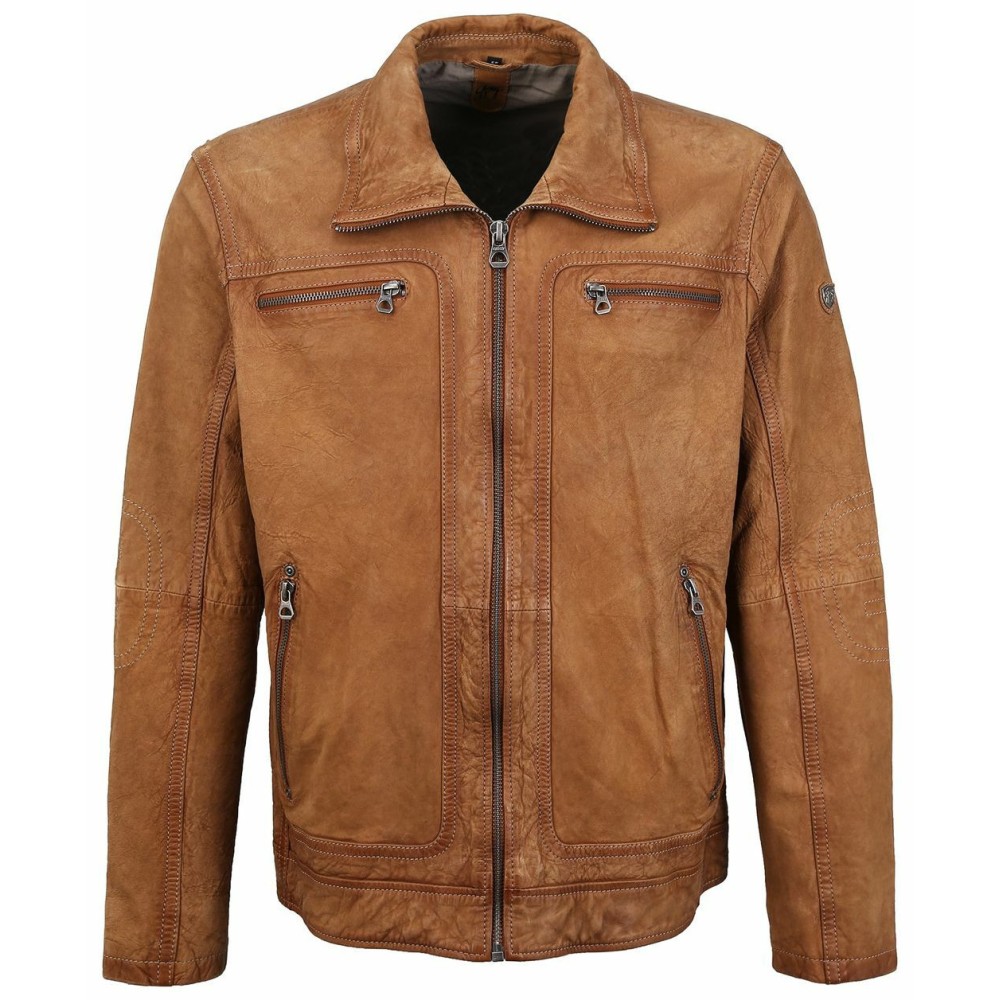 Geaca de Piele Barbati Gipsy Coniac GBBlunt CF LNUV Geaca de Piele Barbati Gipsy Coniac GBBlunt CF LNUV - readytowear.ro