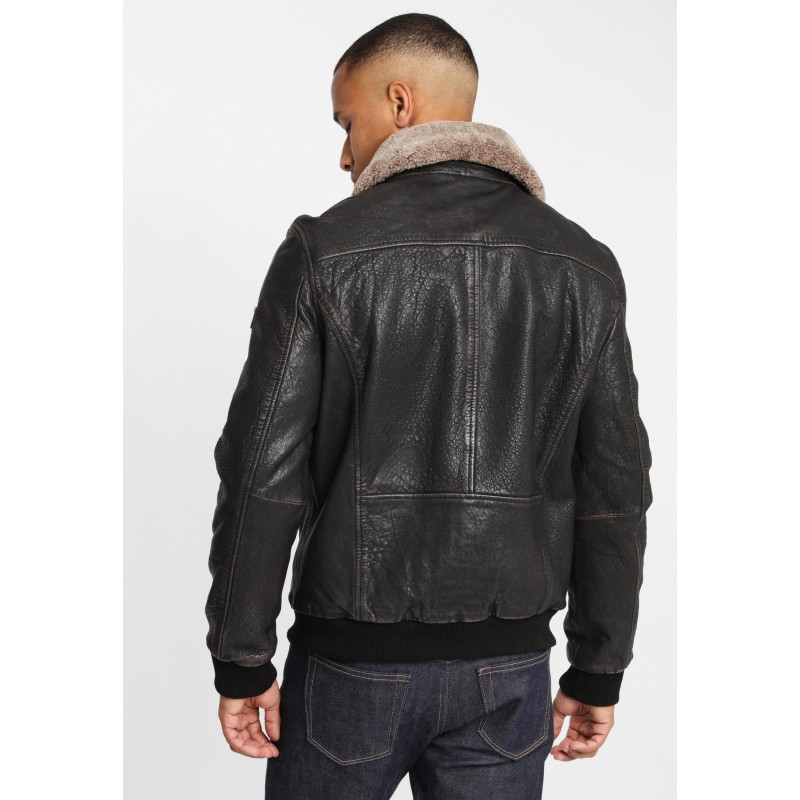 Geaca de Piele Naturala Barbati Gipsy Negru Antic GBBrany NSLAV W – IMBRACAMINTE