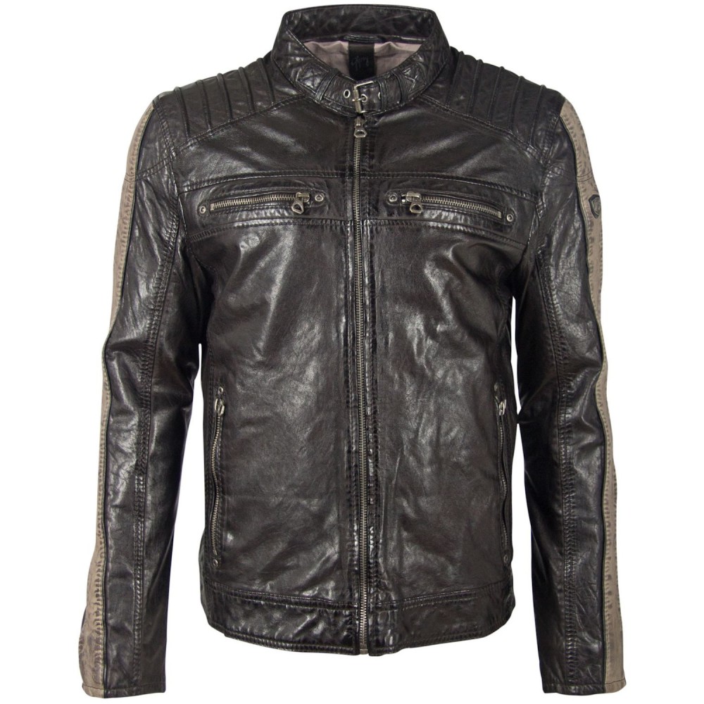 Geaca de Piele Barbati Gipsy Negru/Gri GBBrenton LARIV Geaca de Piele Barbati Gipsy Negru/Gri GBBrenton LARIV - readytowear.ro