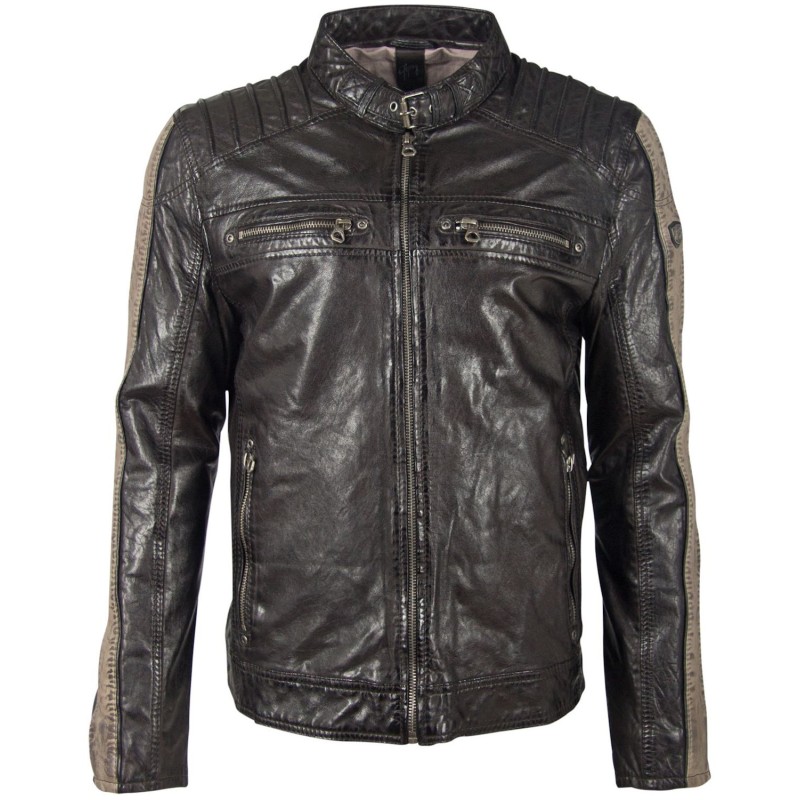 Geaca de Piele Barbati Gipsy Negru/Gri GBBrenton LARIV – IMBRACAMINTE Geaca de Piele Barbati Gipsy Negru/Gri GBBrenton LARIV – IMBRACAMINTE