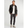 Geaca de Piele Barbati Gipsy Negru/Gri GBBrenton LARIV geci de piele - readytowear.ro
