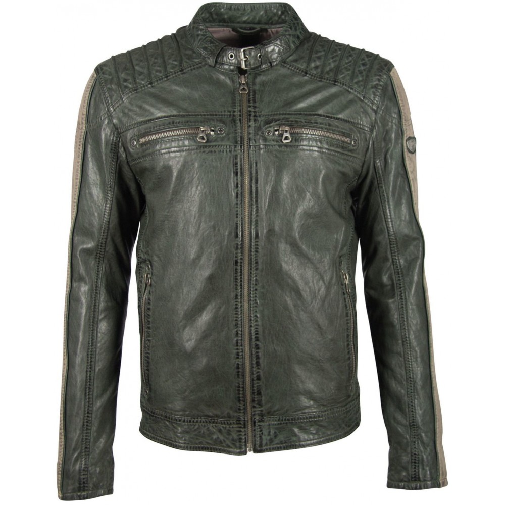 Geaca de Piele Barbati Gipsy Verde Inchis/Gri GBBrenton LARIV Geaca de Piele Barbati Gipsy Verde Inchis/Gri GBBrenton LARIV - readytowear.ro