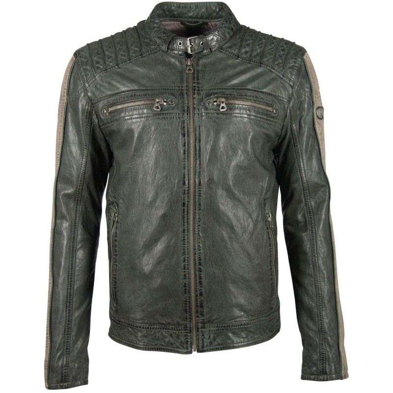 Geaca de Piele Barbati Gipsy Verde Inchis/Gri GBBrenton LARIV – IMBRACAMINTE