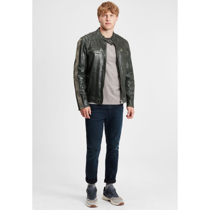 Geaca de Piele Barbati Gipsy Verde Inchis/Gri GBBrenton LARIV – IMBRACAMINTE