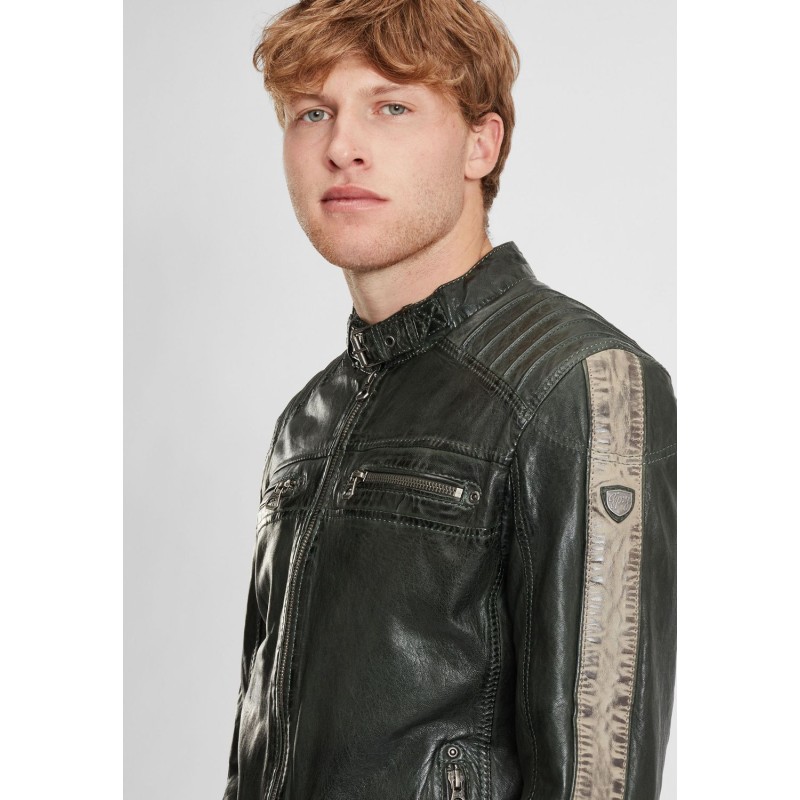 Geaca de Piele Barbati Gipsy Verde Inchis/Gri GBBrenton LARIV – IMBRACAMINTE