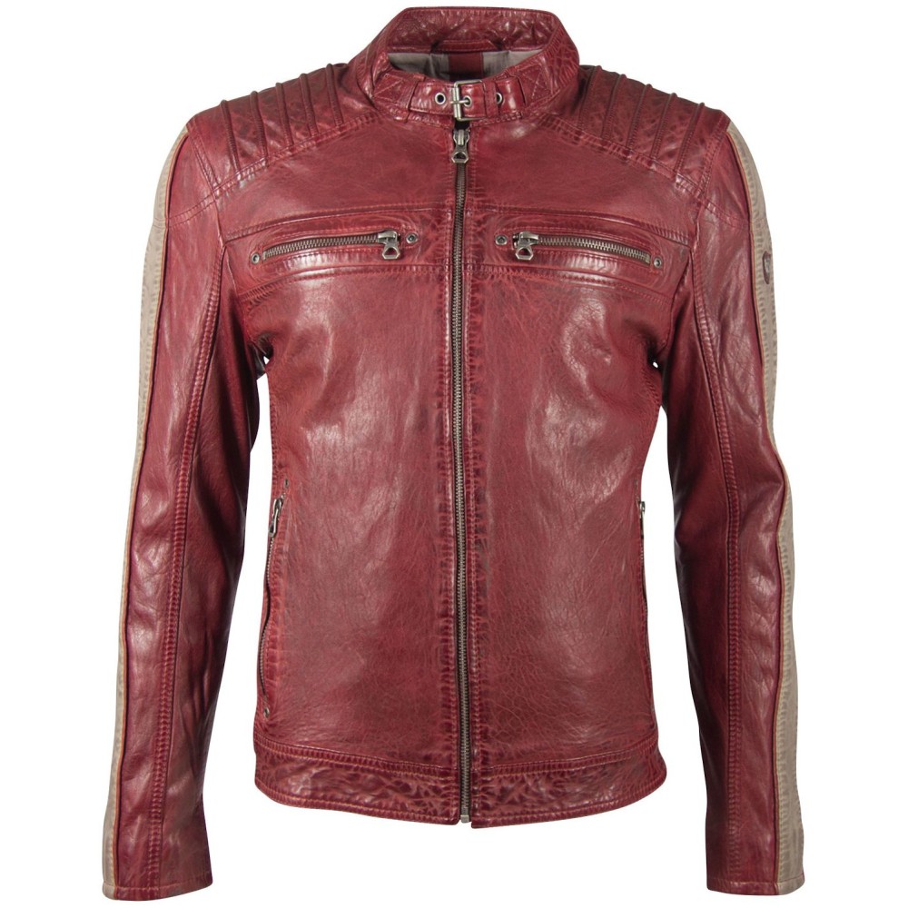 Geaca de Piele Barbati Gipsy Rosu Inchis/Gri GBBrenton LARIV Geaca de Piele Barbati Gipsy Rosu Inchis/Gri GBBrenton LARIV - readytowear.ro