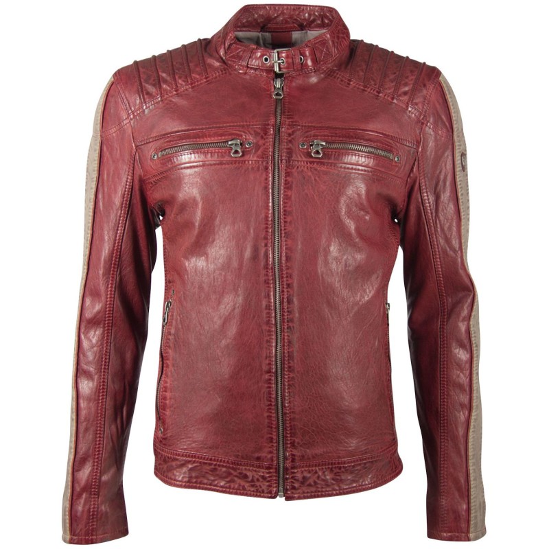 Geaca de Piele Barbati Gipsy Rosu Inchis/Gri GBBrenton LARIV – IMBRACAMINTE