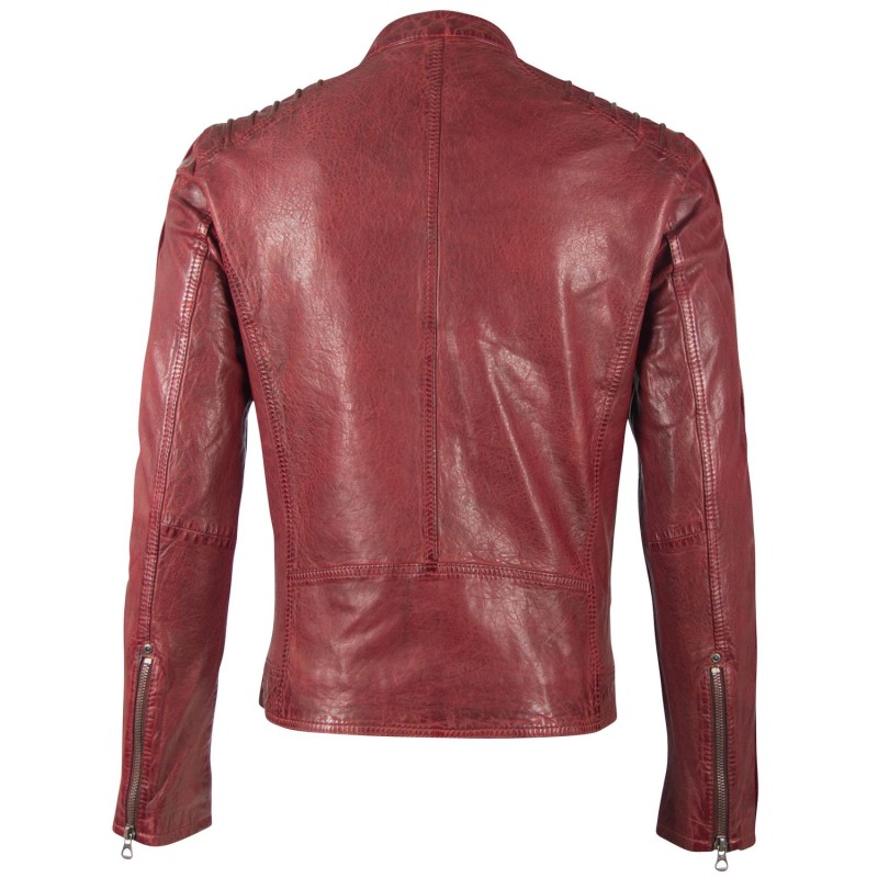 Geaca de Piele Barbati Gipsy Rosu Inchis/Gri GBBrenton LARIV – IMBRACAMINTE