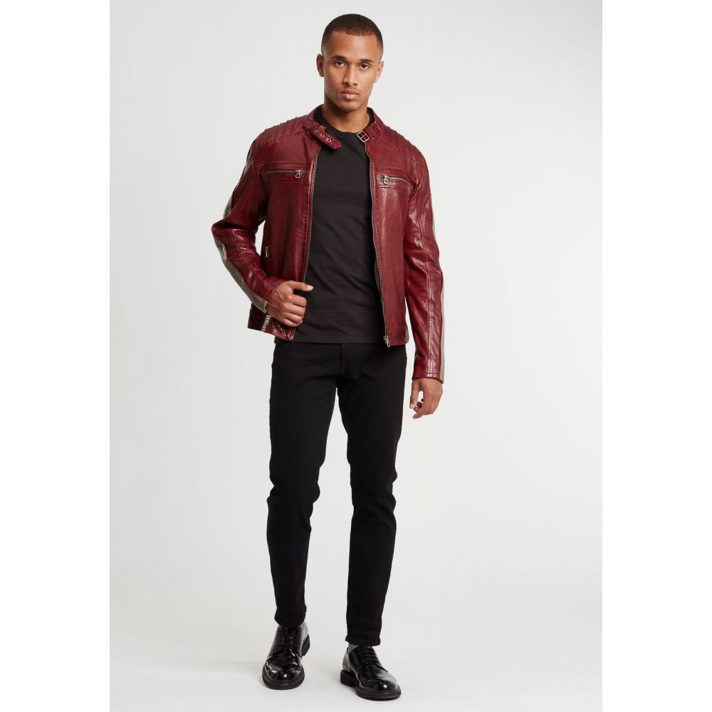 Geaca de Piele Barbati Gipsy Rosu Inchis/Gri GBBrenton LARIV Geaca de Piele Barbati Gipsy Rosu Inchis/Gri GBBrenton LARIV - readytowear.ro