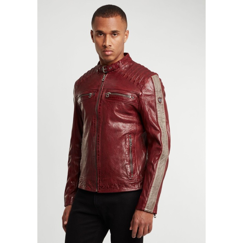 Geaca de Piele Barbati Gipsy Rosu Inchis/Gri GBBrenton LARIV – IMBRACAMINTE