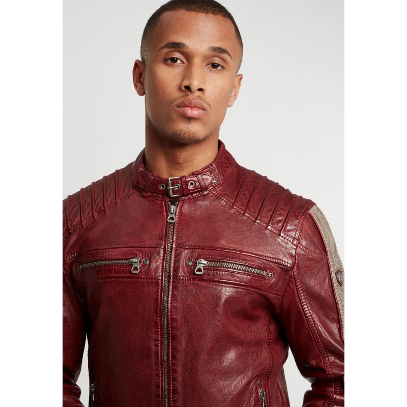 Geaca de Piele Barbati Gipsy Rosu Inchis/Gri GBBrenton LARIV – IMBRACAMINTE