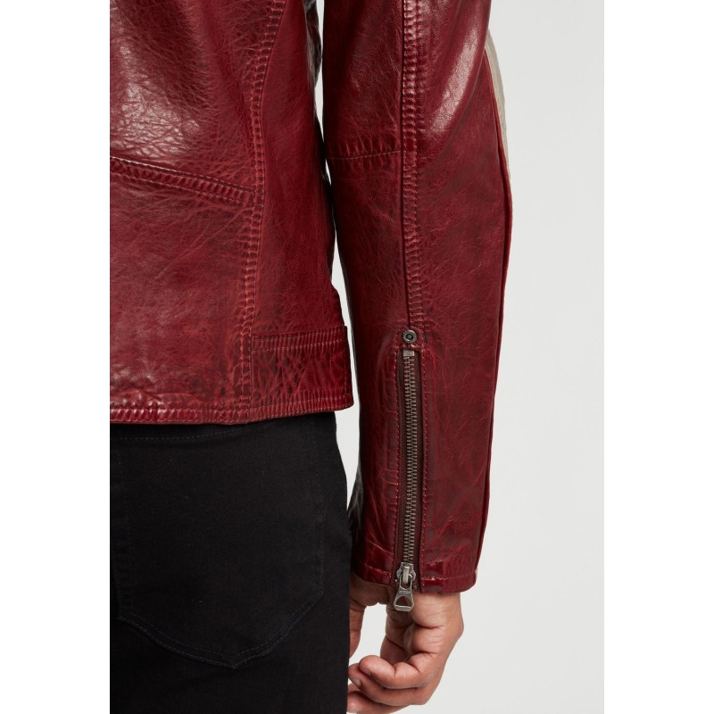 Geaca de Piele Barbati Gipsy Rosu Inchis/Gri GBBrenton LARIV – IMBRACAMINTE