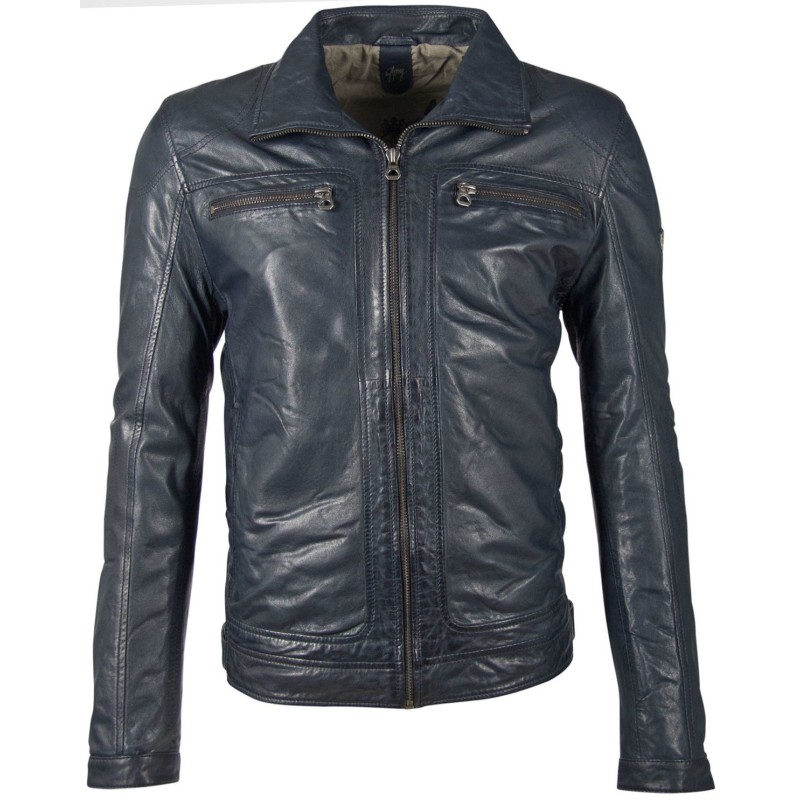 Geaca de Piele Naturala Barbati Gipsy Bleumarin GBCasen LACLAV – IMBRACAMINTE
