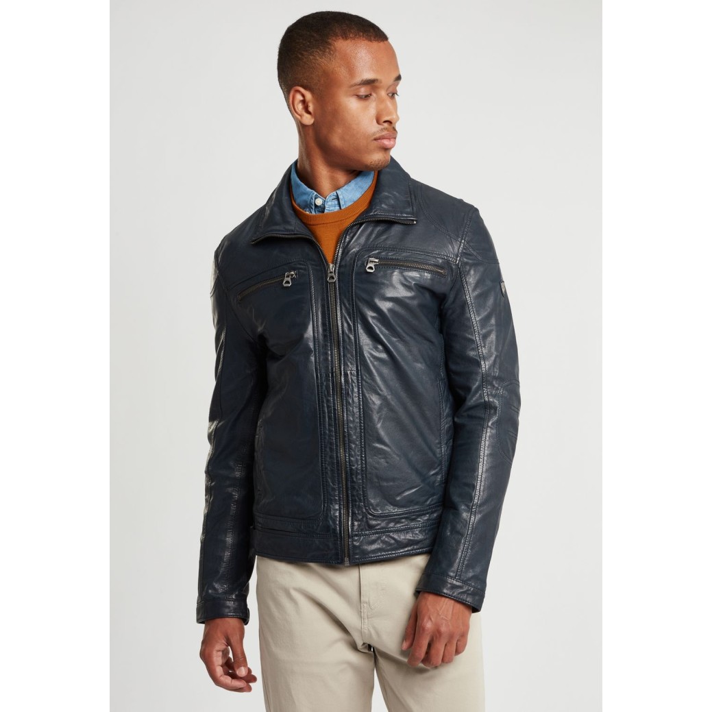 Geaca de Piele Naturala Barbati Gipsy Bleumarin GBCasen LACLAV – IMBRACAMINTE