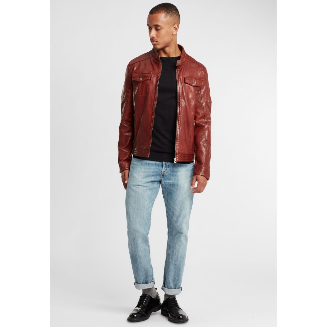 Geaca de Piele Naturala Barbati Gipsy Coniac Inchis GBClancy LABUV – IMBRACAMINTE