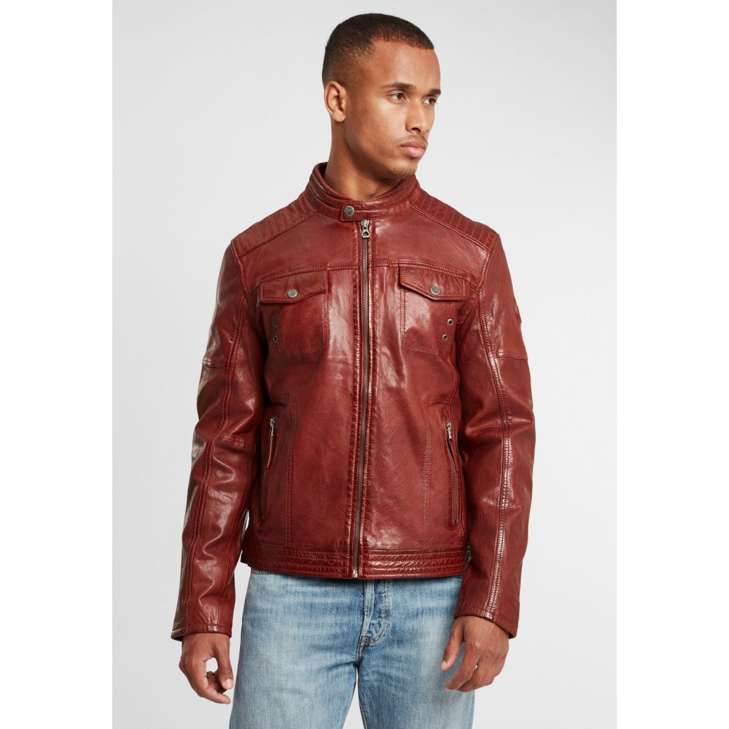 Geaca de Piele Naturala Barbati Gipsy Coniac Inchis GBClancy LABUV – IMBRACAMINTE