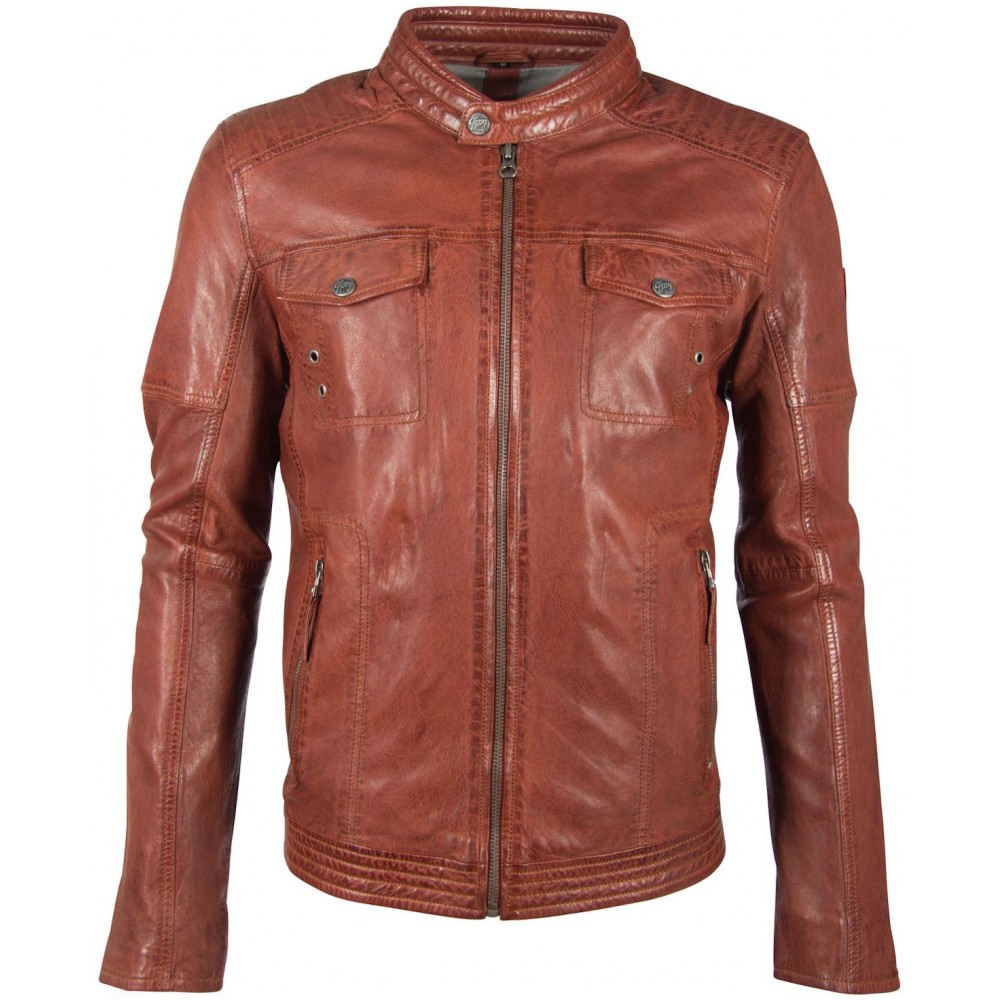 Geaca de Piele Naturala Barbati Gipsy Coniac Inchis GBClancy LABUV Geaca de Piele Naturala Barbati Gipsy Coniac Inchis GBClancy LABUV - readytowear