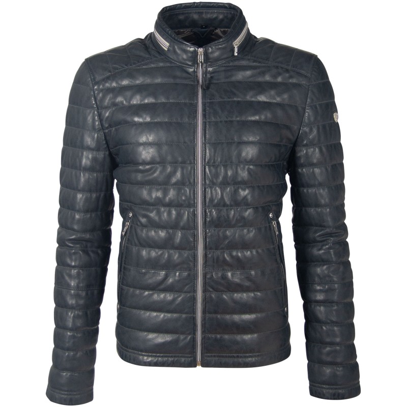 Geaca de Piele Naturala Barbati Gipsy Bleumarin Inchis GBComrie LACEV W – IMBRACAMINTE