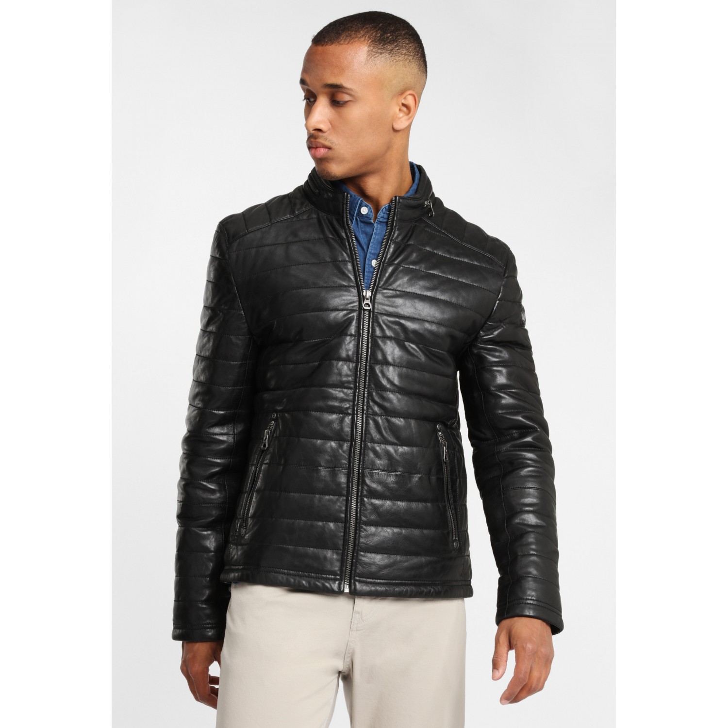 Geaca de Piele Naturala Barbati Gipsy Neagra GBComrie LACEV W – IMBRACAMINTE