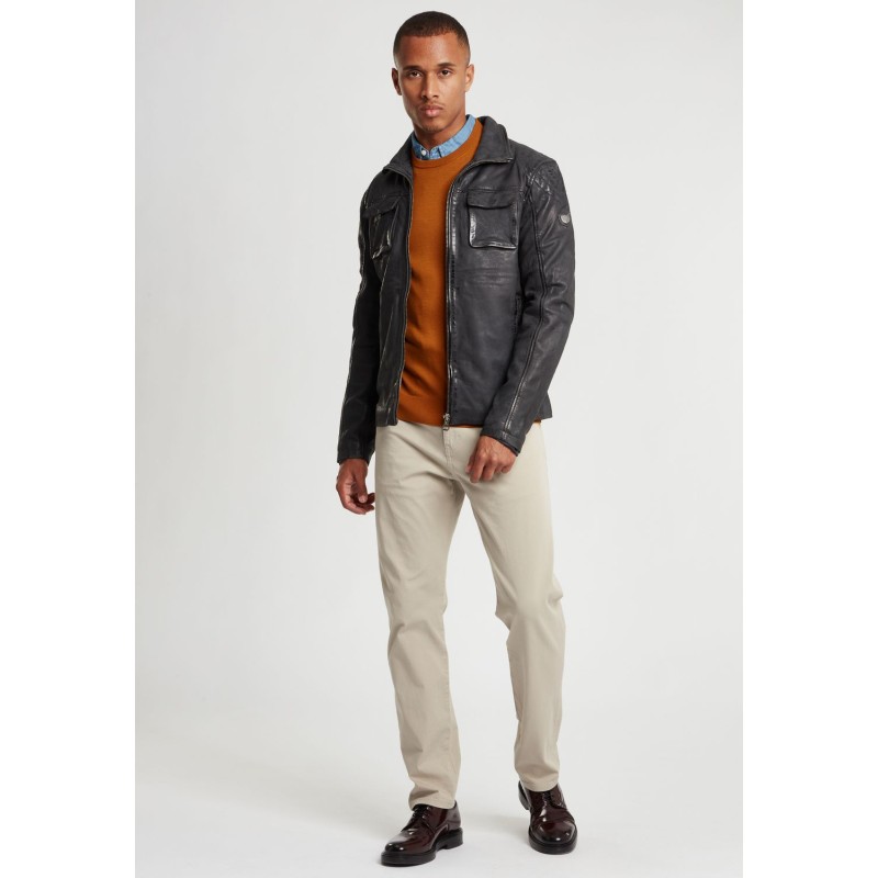 Geaca de Piele Naturala Barbati Gipsy Antracit GBDavis S21 SF LASIV – IMBRACAMINTE