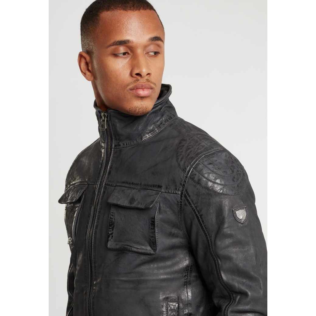 Geaca de Piele Naturala Barbati Gipsy Antracit GBDavis S21 SF LASIV – IMBRACAMINTE