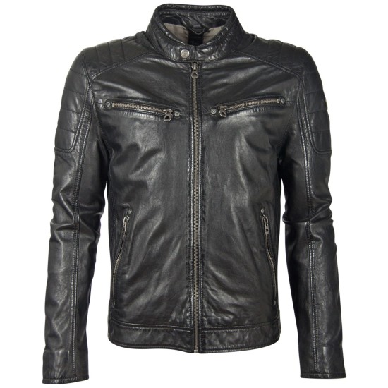 Geaca de Piele Barbati Gipsy Neagra GBDerry Big Sizes