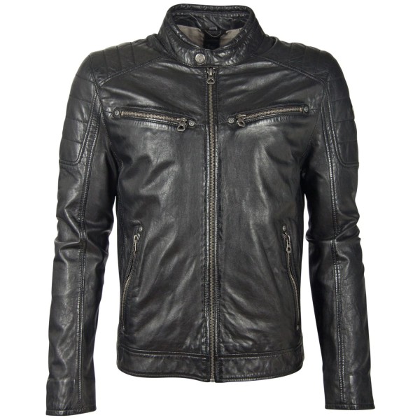 Geaca de Piele Barbati Gipsy Neagra GBDerry Big Sizes