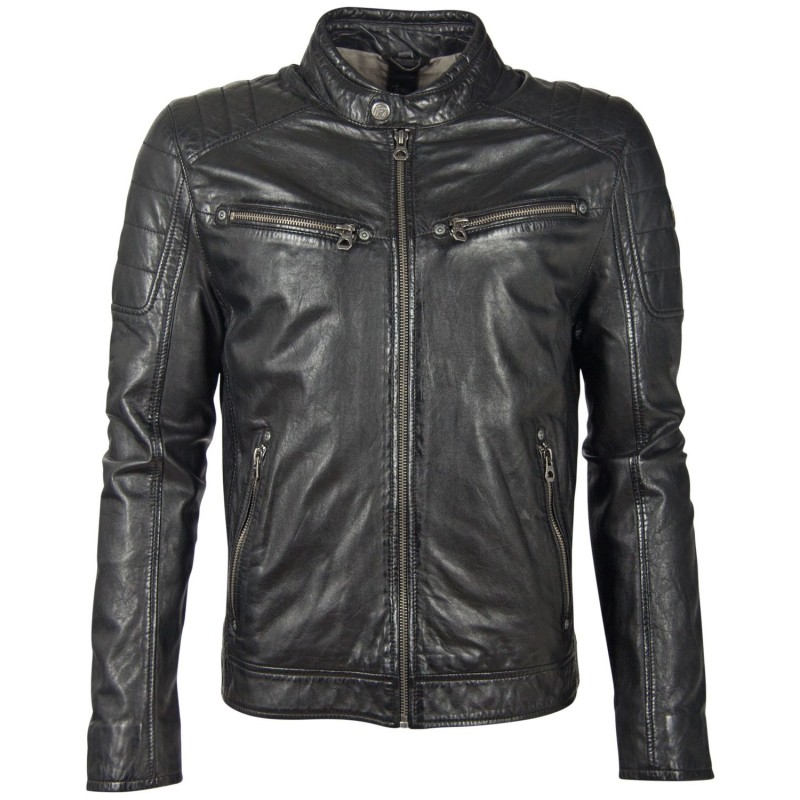 Geaca de Piele Barbati Gipsy Neagra GBDerry Big Sizes – Black Friday