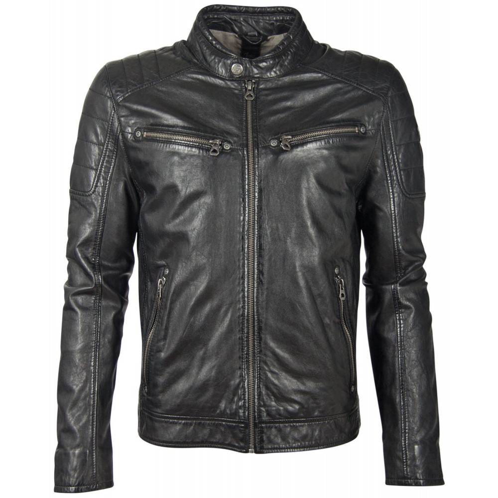 Geaca de Piele Barbati Gipsy Neagra GBDerry Big Sizes