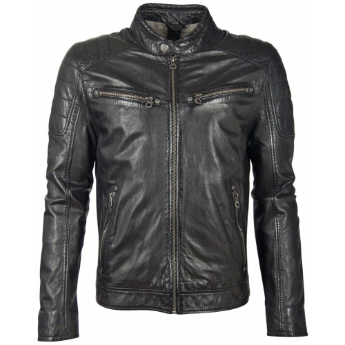 Geaca de Piele Barbati Gipsy Neagra GBDerry Big Sizes