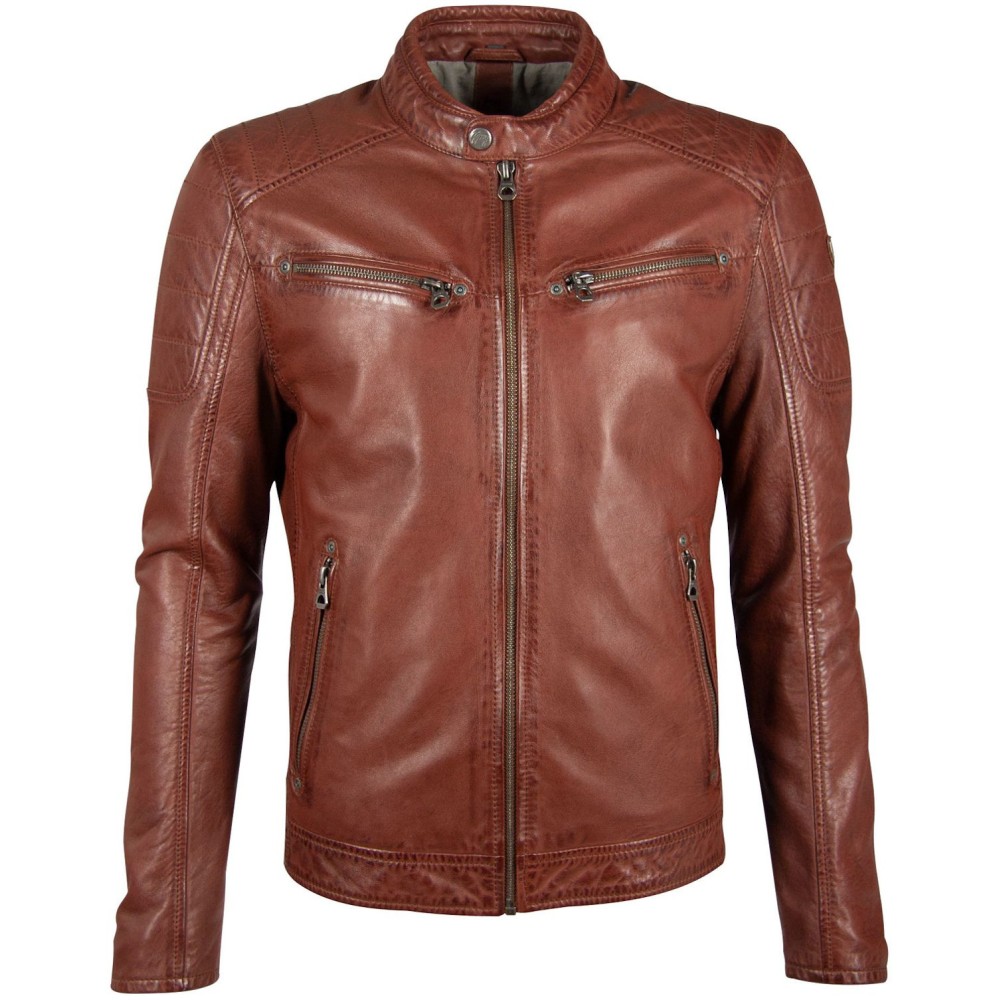 Geaca de Piele Barbati Gipsy Coniac Inchis GBDerry LAORV geci de piele - readytowear.ro