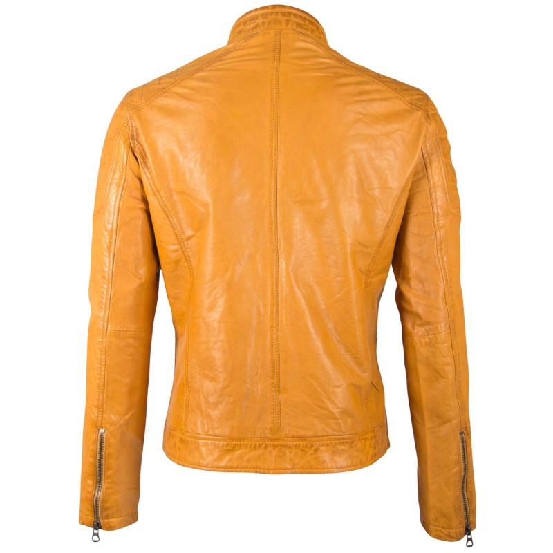 Geaca de Piele Naturala Barbati Gipsy Galbena GBDerry LAORV – IMBRACAMINTE