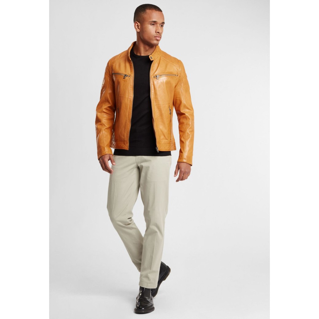 Geaca de Piele Naturala Barbati Gipsy Galbena GBDerry LAORV – IMBRACAMINTE