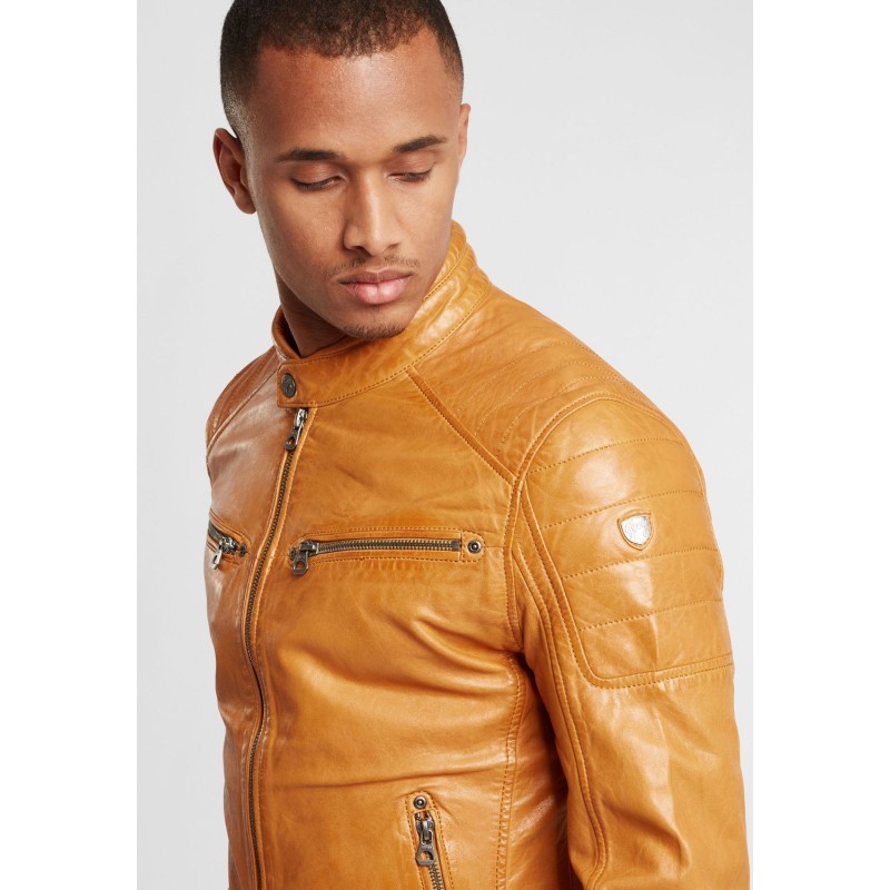 Geaca de Piele Naturala Barbati Gipsy Galbena GBDerry LAORV – IMBRACAMINTE