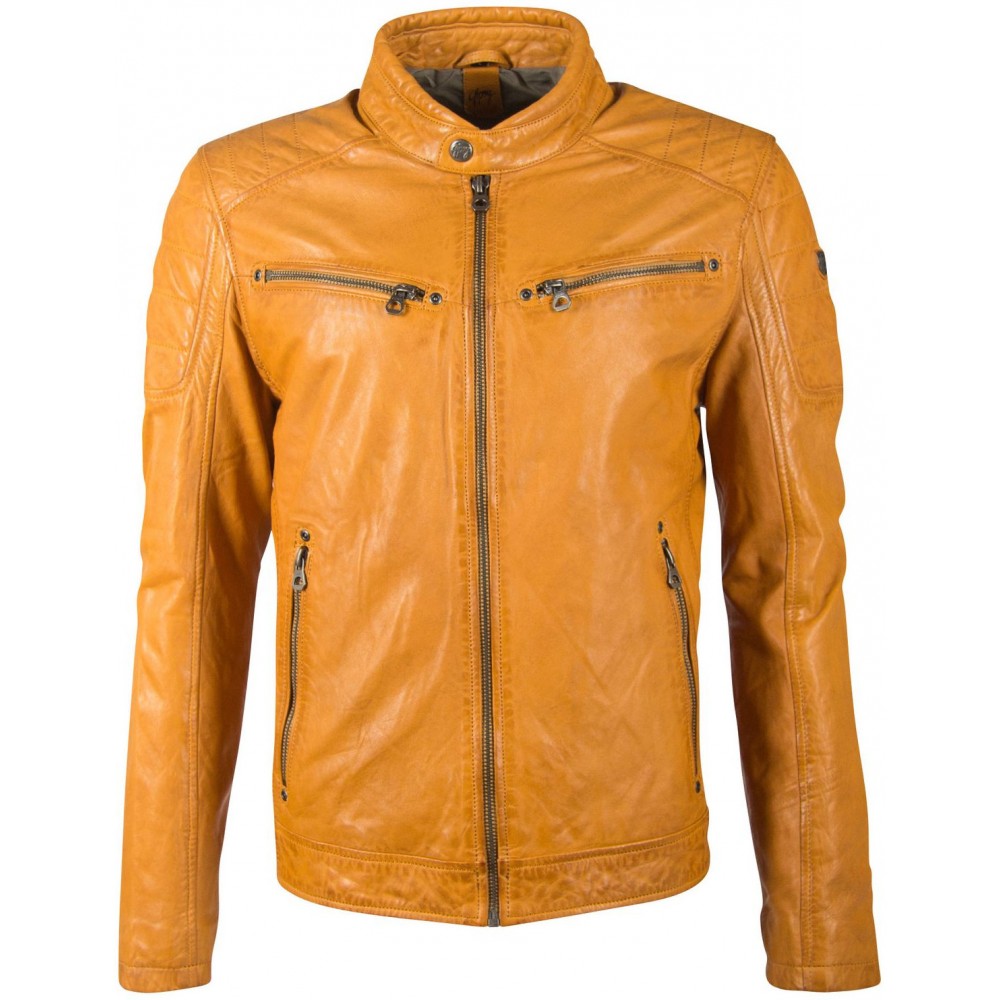 Geaca de Piele Naturala Barbati Gipsy Galbena GBDerry LAORV Geaca de Piele Naturala Barbati Gipsy Galbena GBDerry LAORV - readytowear