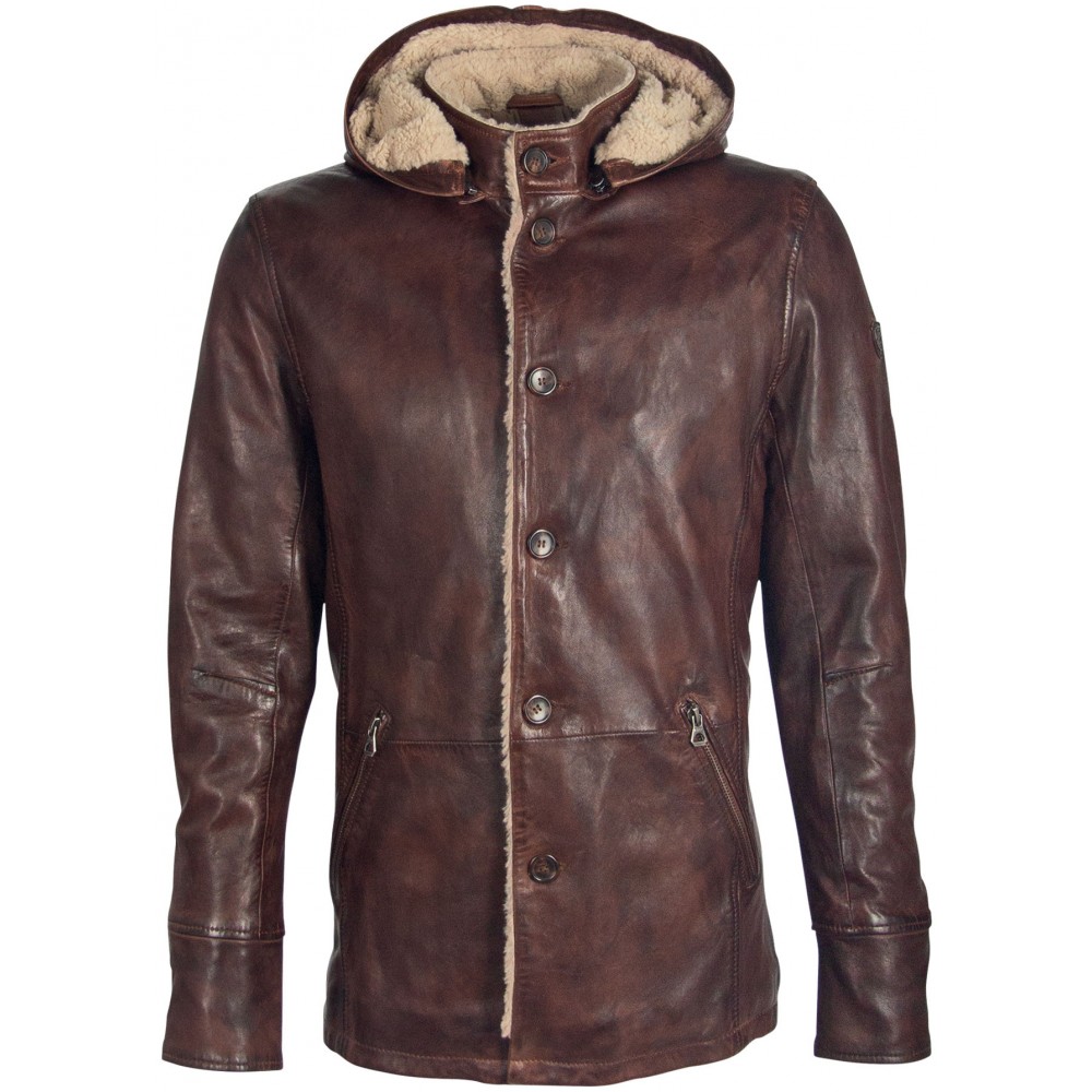 Geaca Lunga de Piele Naturala Barbati Gipsy Castanie GBEmbri STUV W Geaca Lunga de Piele Naturala Barbati Gipsy Castanie GBEmbri STUV W - readytowear