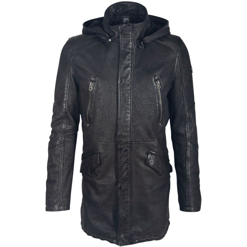 Geaca Lunga de Iarna din Piele Barbati Gipsy Neagra GBEsmond – Black Friday