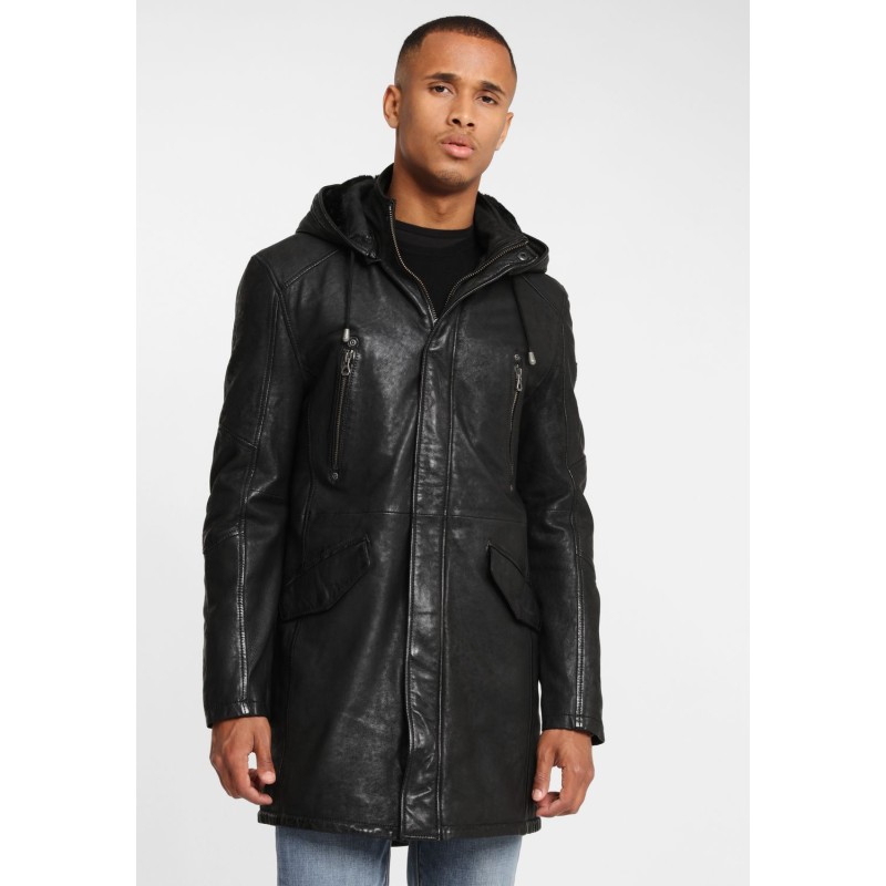 Geaca Lunga de Iarna din Piele Barbati Gipsy Neagra GBEsmond – Black Friday