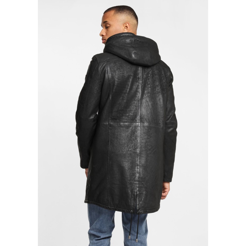 Geaca Lunga de Iarna din Piele Barbati Gipsy Neagra GBEsmond – Black Friday