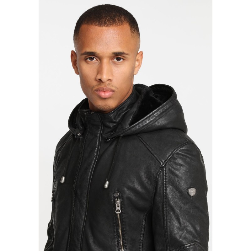 Geaca Lunga de Iarna din Piele Barbati Gipsy Neagra GBEsmond – Black Friday