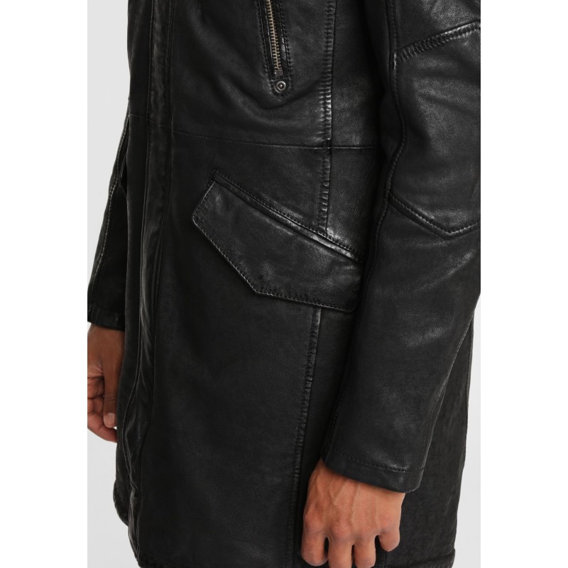 Geaca Lunga de Iarna din Piele Barbati Gipsy Neagra GBEsmond – Black Friday