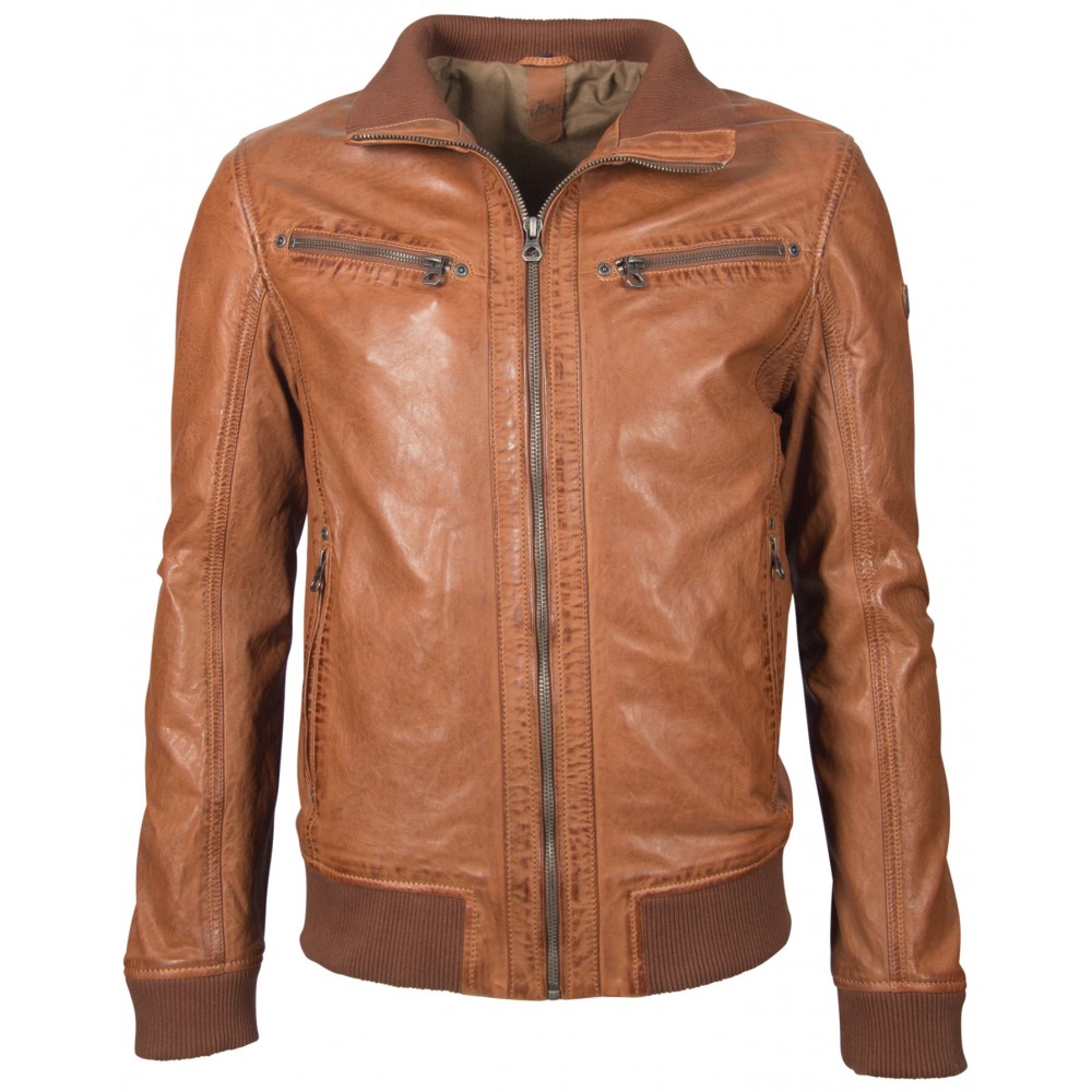 Geaca de Piele Naturala Barbati Gipsy Coniac GBFalk NSLV Geaca de Piele Naturala Barbati Gipsy Coniac GBFalk NSLV - readytowear.ro